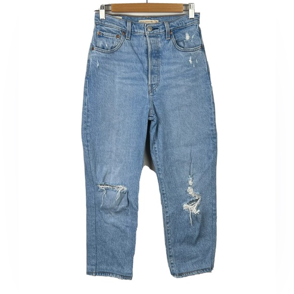 Levi's Denim - Levi’s Ribcage Premium Denim Jeans Straight Ankle Distressed High Waist 26 / 8